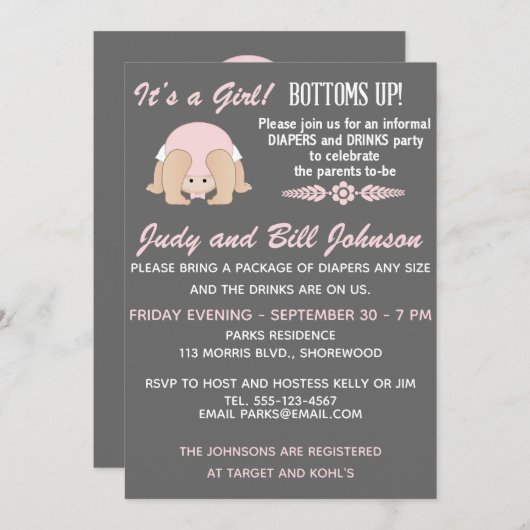 Einladung der Babydusche auf individuelle Weise (Vorne/Hinten)