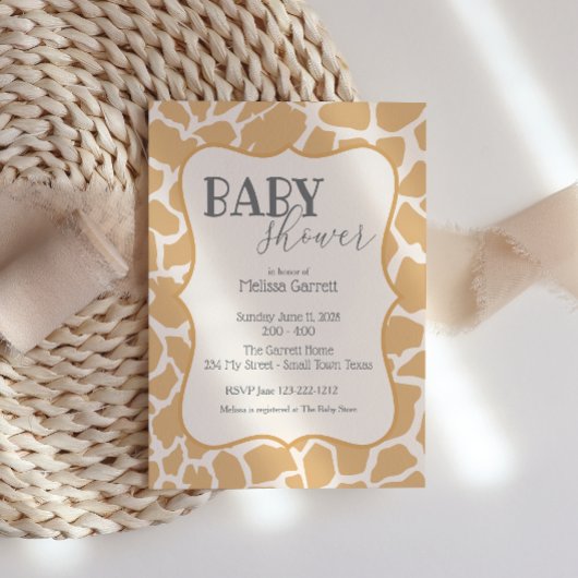 Einladung der Babydusche | Baby Giraffe Tan