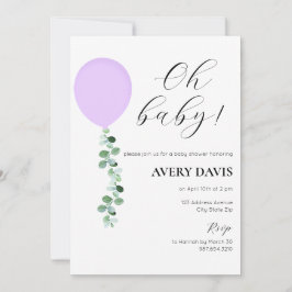 Einladung der Babydusche, Baby Girl, Lila Ballon