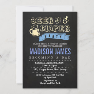 Einladung der Babydusche. Bier und Windeln