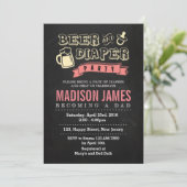 Einladung der Babydusche. Bier und Windeln (Stehend Vorderseite)