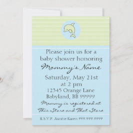 Einladung der Babydusche. Blaue Dolphin. 12,7 cm x