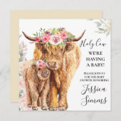 Einladung der Babydusche Boho Highland Calf (Vorne/Hinten)