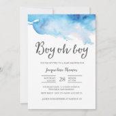 Einladung der Babydusche | Boy oh Boy Aquarell (Vorderseite)