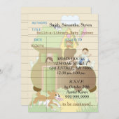 Einladung der Babydusche "Build-a-Library" Pink (Vorne/Hinten)