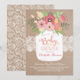Einladung der Babydusche, Country Kraft und Lace