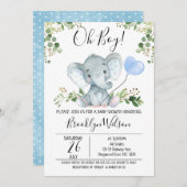 Einladung der Babydusche "Elephant Watercolor" (Vorne/Hinten)