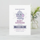 Einladung der Babydusche "Elephant Watercolor" (Stehend Vorderseite)