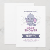 Einladung der Babydusche "Elephant Watercolor" (Vorne/Hinten)