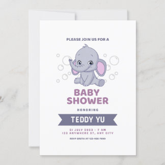 Einladung der Babydusche "Elephant Watercolor"