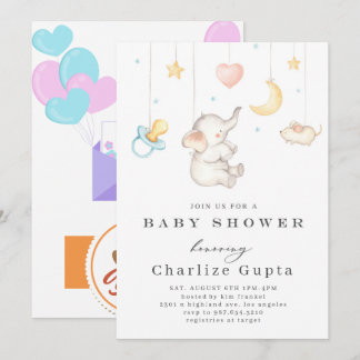 Einladung der Babydusche "Elephant Watercolor"