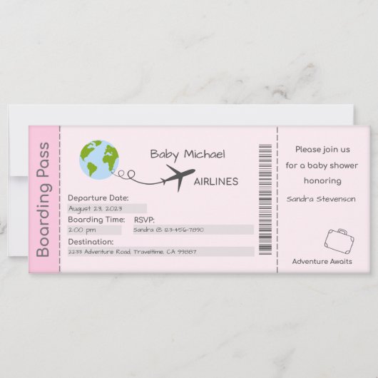 Einladung der Babydusche, Erlebnisangebote, Reisen (Vorderseite)