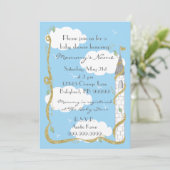 Einladung der Babydusche. Gold/Silberschloss (Stehend Vorderseite)