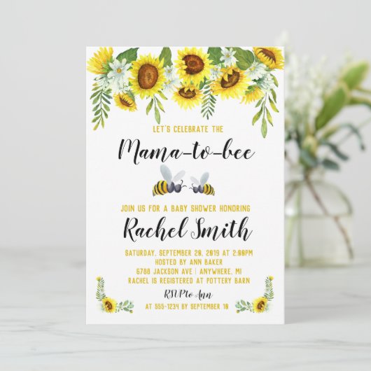 Einladung der Babydusche Mama-to-Bee (Stehend Vorderseite)