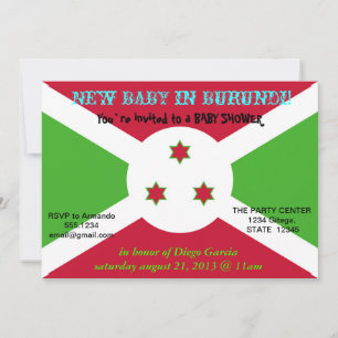 Einladung der Babydusche mit der Flagge Burundis