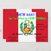 Einladung der Babydusche mit der Flagge Perus (Vorne/Hinten)