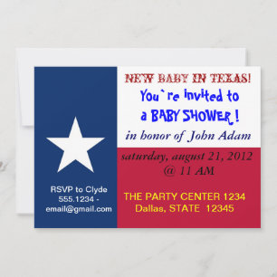 Einladung der Babydusche mit der Flagge von Texas