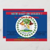 Einladung der Babydusche mit Flagge von Belize (Vorne/Hinten)