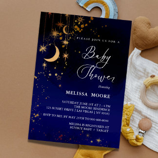 Einladung der Babydusche "Moon and Stars"