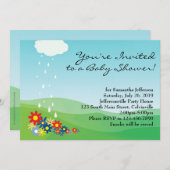 Einladung der Babydusche, primäre Blume und Regen (Vorne/Hinten)