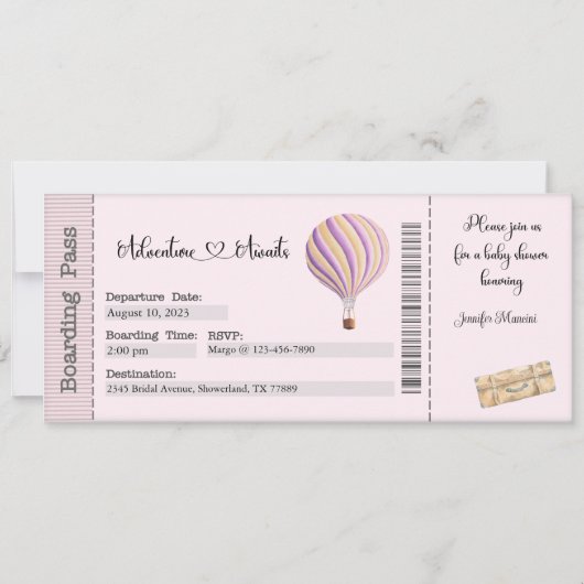 Einladung der Babydusche, Reisebabydusche (Vorderseite)