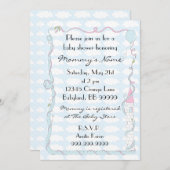 Einladung der Babydusche. Rosa/Blau/Schloss (Vorne/Hinten)