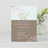 Einladung der Babydusche - Rosa und Grün (Stehend Vorderseite)