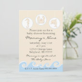 Einladung der Babydusche. Sea Mobile Cream Blue (Stehend Vorderseite)
