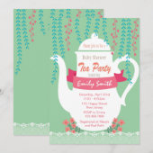 Einladung der Babydusche. Tea-Party Einladung (Vorne/Hinten)