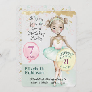 Einladung der Ballerina Birthday Party