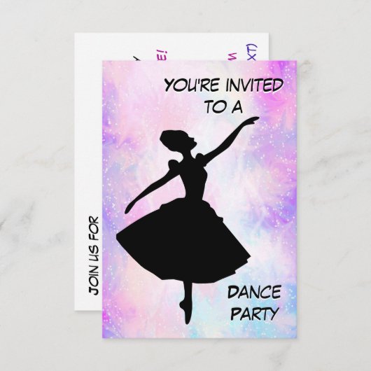 Einladung der Ballerina Birthday Party (Vorne/Hinten)