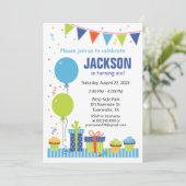 Einladung der Balloon Birthday Party (Stehend Vorderseite)