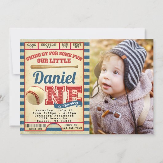 Einladung der Baseball Geburtstagsparty (Vorderseite)