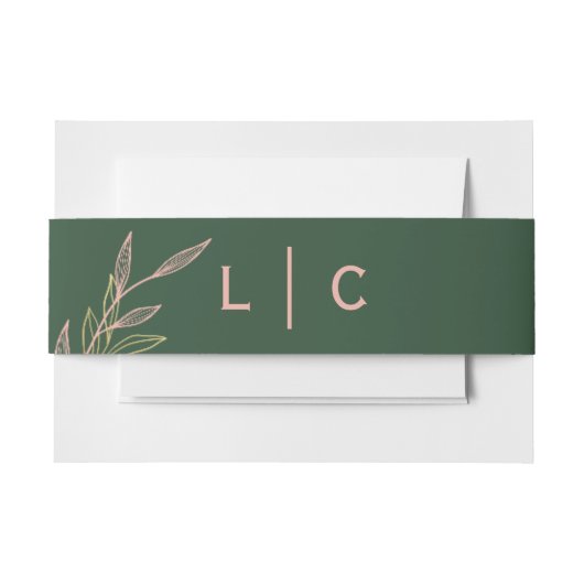 Einladung der Bauchband "Green and Pink Leaf" Einladungsbanderole (Vorderseite Beispiel)