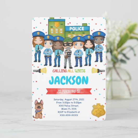 Einladung der bearbeitbaren Polizei (Stehend Vorderseite)