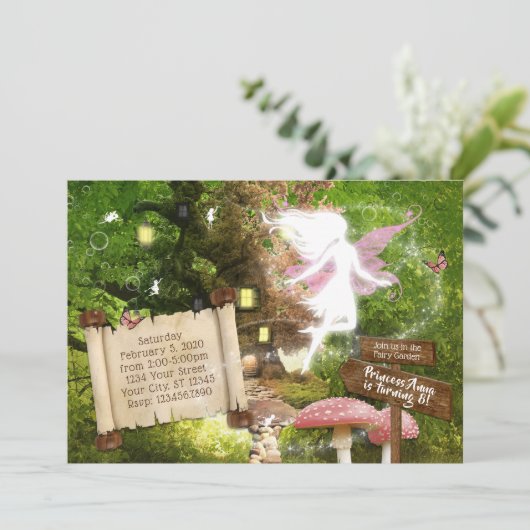 Einladung der bezaubernden Forest Pink Fairy (Stehend Vorderseite)