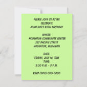 EINLADUNG DER BIRTHDATEI - VINTAGER GRÜNER TRAKTOR (Rückseite)