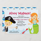Einladung der Birthday Party von Pirate und Mermai (Vorne/Hinten)