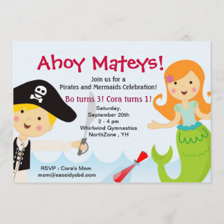 Einladung der Birthday Party von Pirate und Mermai