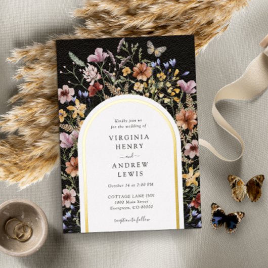 Einladung der Black Boho Arch Hochzeit