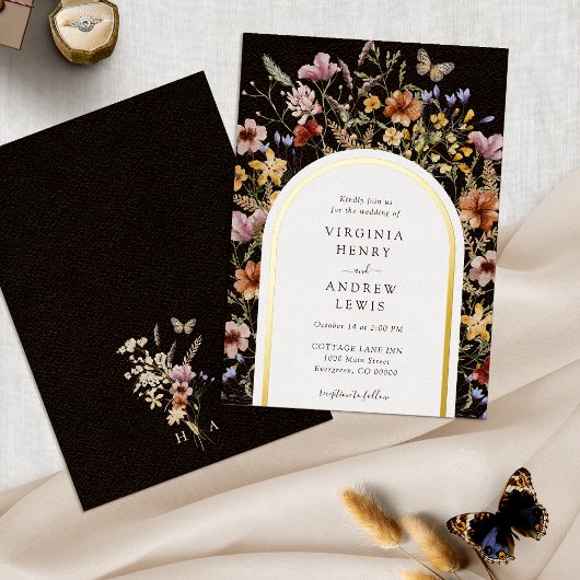 Einladung der Black Boho Arch Hochzeit