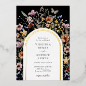 Einladung der Black Boho Arch Hochzeit (Vorderseite)