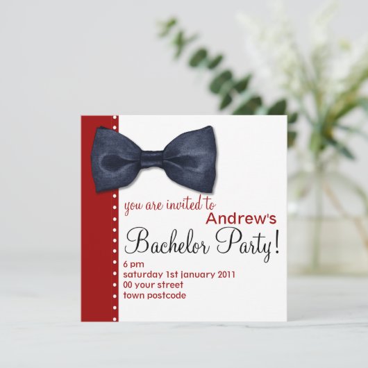 Einladung der Black BowTie Bachelor Party (Stehend Vorderseite)