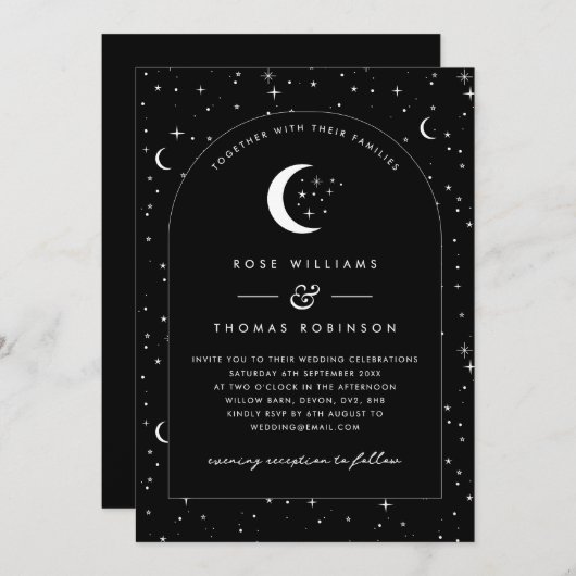 Einladung der Black Celestial Arched Wedding (Vorne/Hinten)