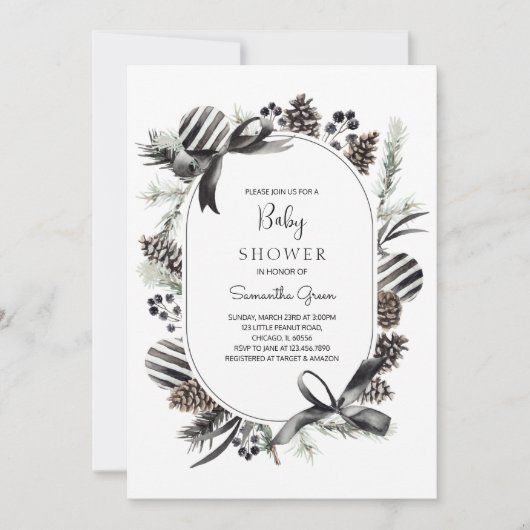 Einladung der Black Christmas Baby Shower (Vorderseite)