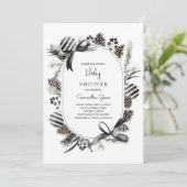 Einladung der Black Christmas Baby Shower (Stehend Vorderseite)