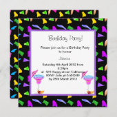 EINLADUNG DER Black Confetti BIRTHDAY (Vorne/Hinten)