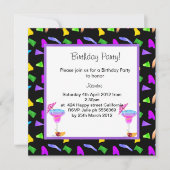 EINLADUNG DER Black Confetti BIRTHDAY (Vorderseite)