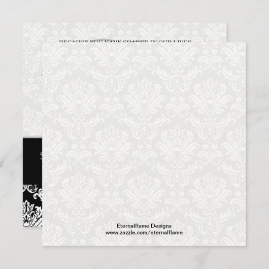 Einladung der Black Damask Wedding Monogram (Vorne/Hinten)