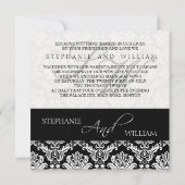 Einladung der Black Damask Wedding Monogram (Rückseite)